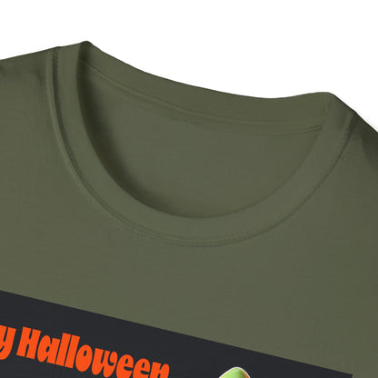 Halloween Ghost with wagon t-Shirt, trick or treating  Funny Halloween Tee, Unisex Casual Shirt, Cute Halloween Costume, Spooky Holiday Apparel