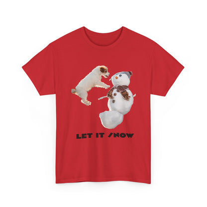 Let It Snow Dog & Snowman Tee — Funny Cute Holiday T-Shirt