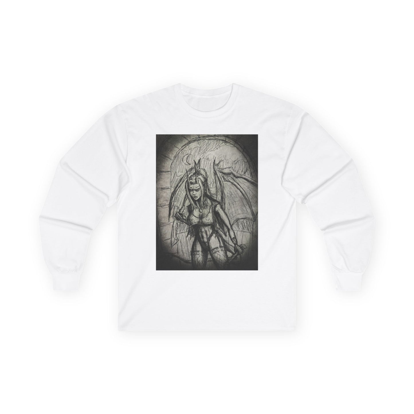 Gothic Winged Demon Long Sleeve Tee