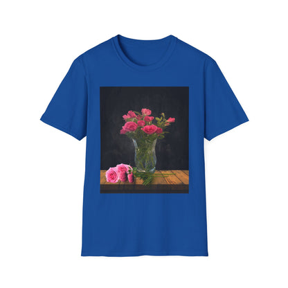 Floral Long Stemmed Red Roses Bouquet T-Shirt, Softstyle Tee Inspired by Nature, Gift for Garden Lovers, Spring/Summer Fashion, Flowers Design
