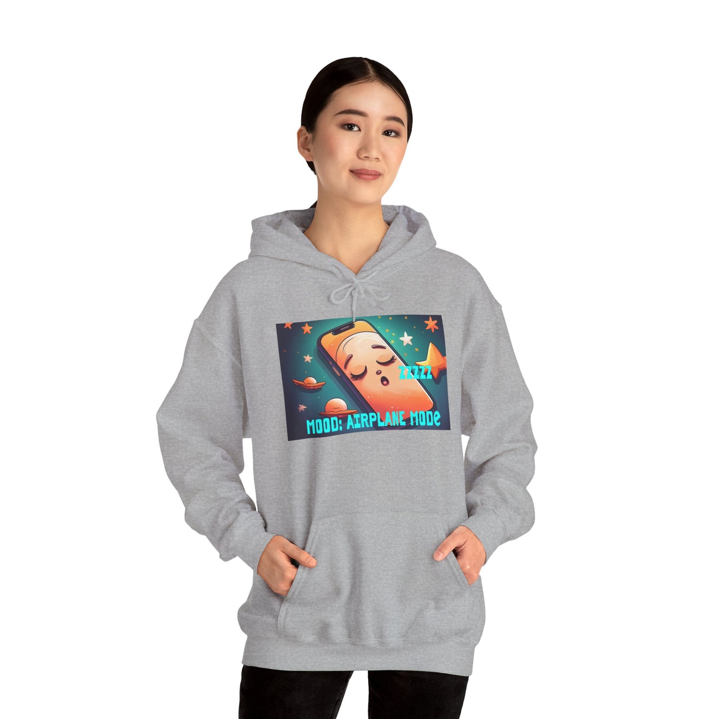 Hooded Sweatshirt - Airplane Mode Mood Sleeping Phone