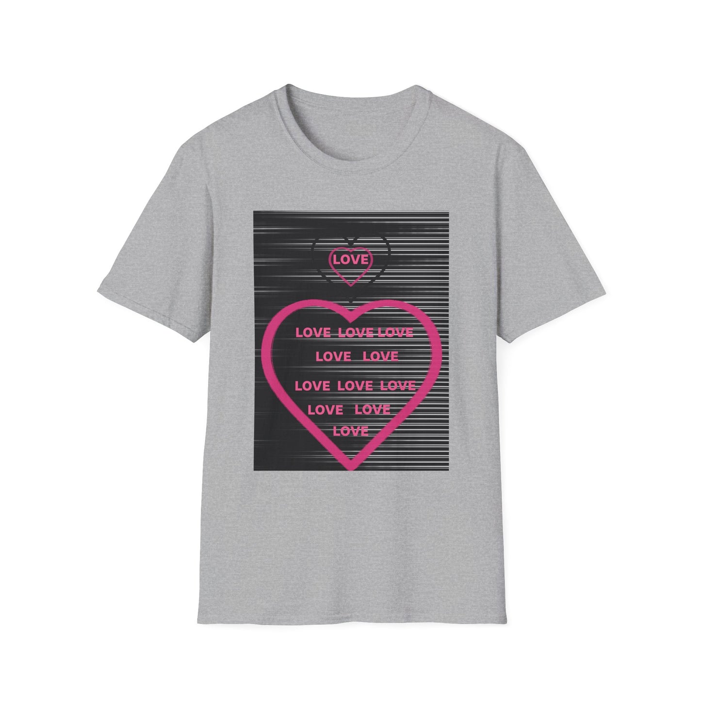 Love Heart Graphic T-Shirt — Neon Pink Retro Lines