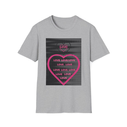 Love Heart Graphic T-Shirt — Neon Pink Retro Lines