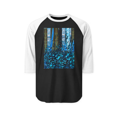 Raglan Shirt - Fragmented Blue Roses Design