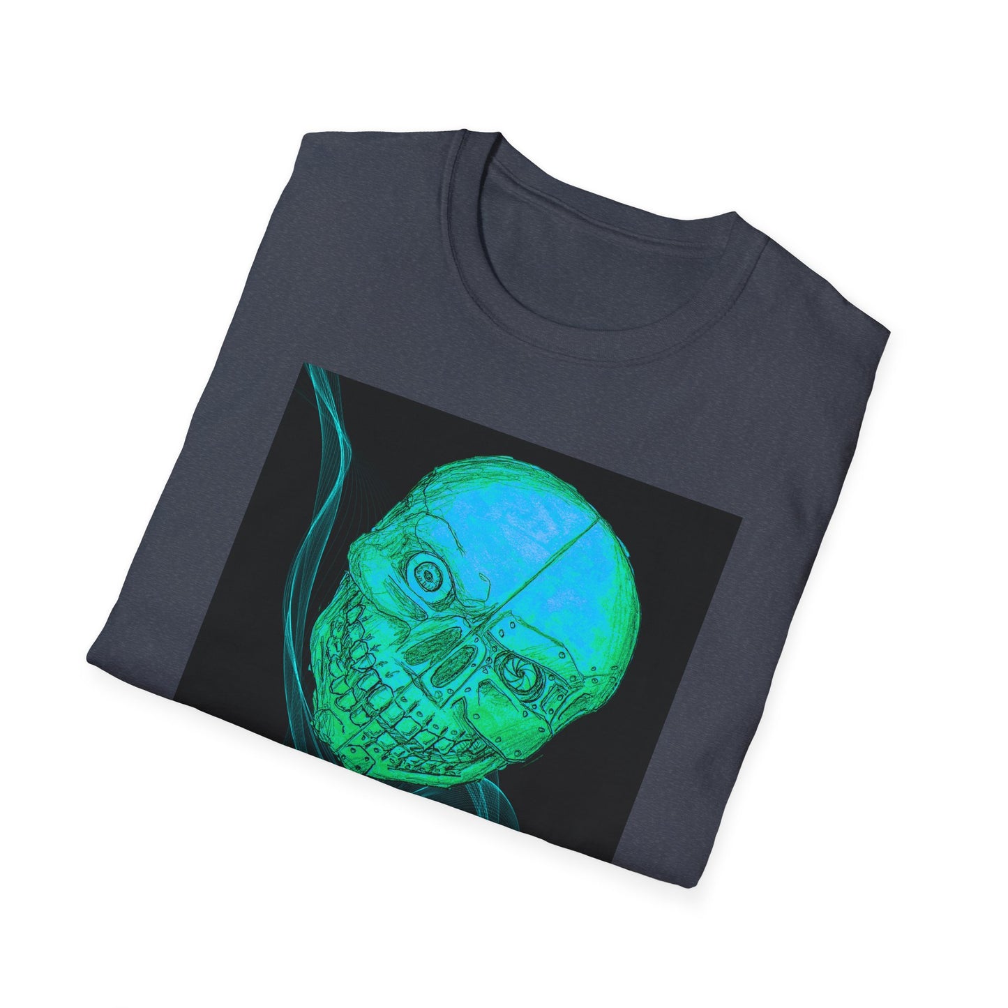 Glow-in-the-Dark floating vibe Skull T-Shirt, Creepy Halloween Tee, Unisex Softstyle Top, Spooky Gift for Teens, Unique Graphic Shirt