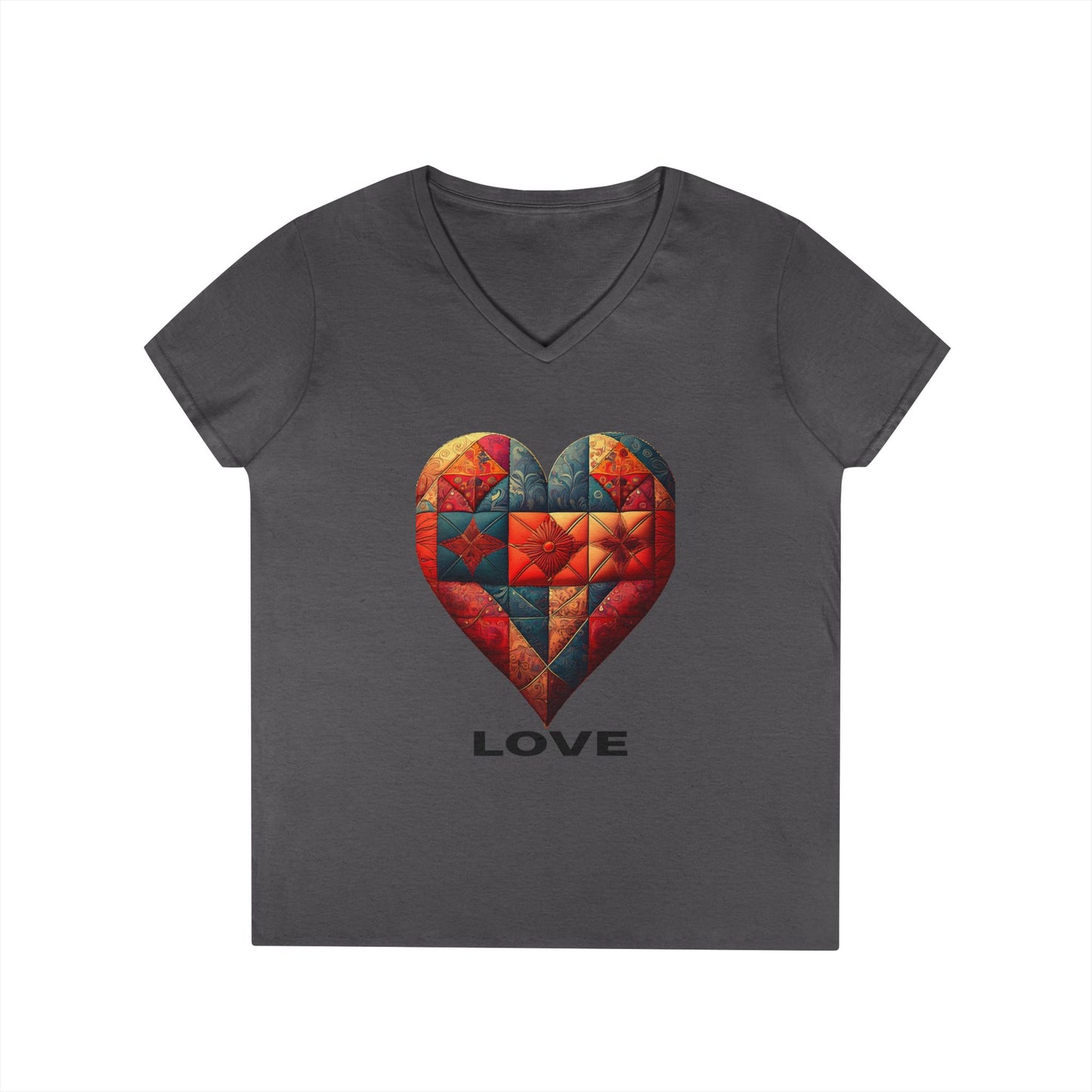 Love Patchwork Heart V-Neck Tee