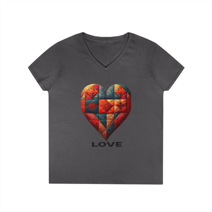 Love Patchwork Heart V-Neck Tee