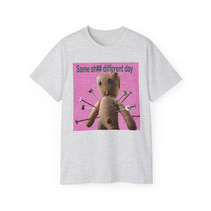 Voodoo Doll Humor Tee, Fun Statement T-Shirt for Everyday Wear, Gift for Friends, Casual Style, Quirky Graphic Shirt, Perfect for Parties