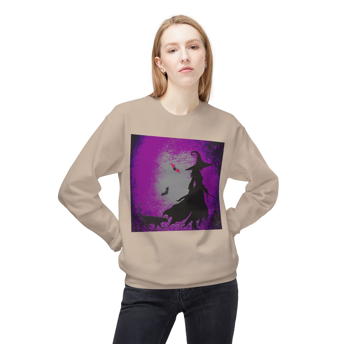 Magical Witchy purple haze Fleece Sweatshirt, Cozy Halloween Apparel, Unisex Crewneck, Witchy Gifts, Autumn Fashion, Enchanted Style