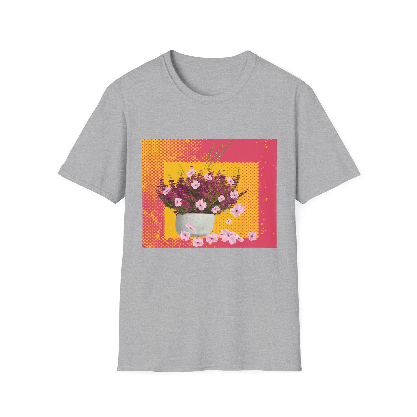 Floral Bouquet Textured Unisex Softstyle T-Shirt, Casual Tee, Gift for Garden Lovers, Spring Fashion, Housewarming Gift, Floral Art