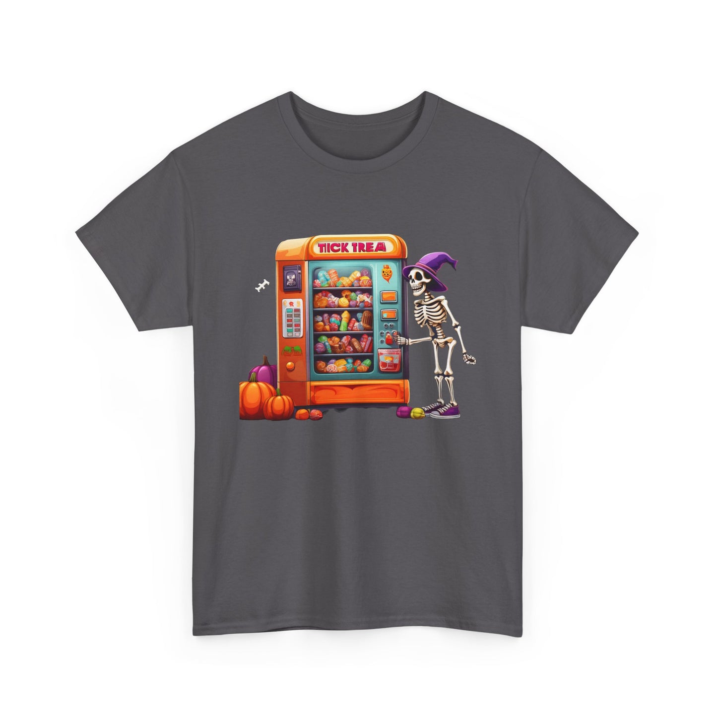 Halloween Skeleton Vending Machine Tee | Unisex Heavy Cotton T-Shirt, Spooky Shirt, Fall Fashion, Trick or Treat Top, Halloween Costume