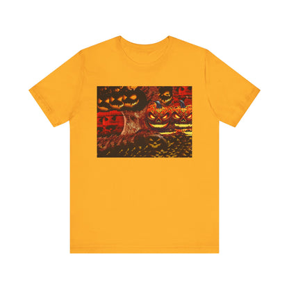 Halloween Distorted Pumpkin Graphic Tee, Unisex T-Shirt for Autumn, Spooky Season Top, Halloween Costume Idea, Men's & Women's Casual Wear