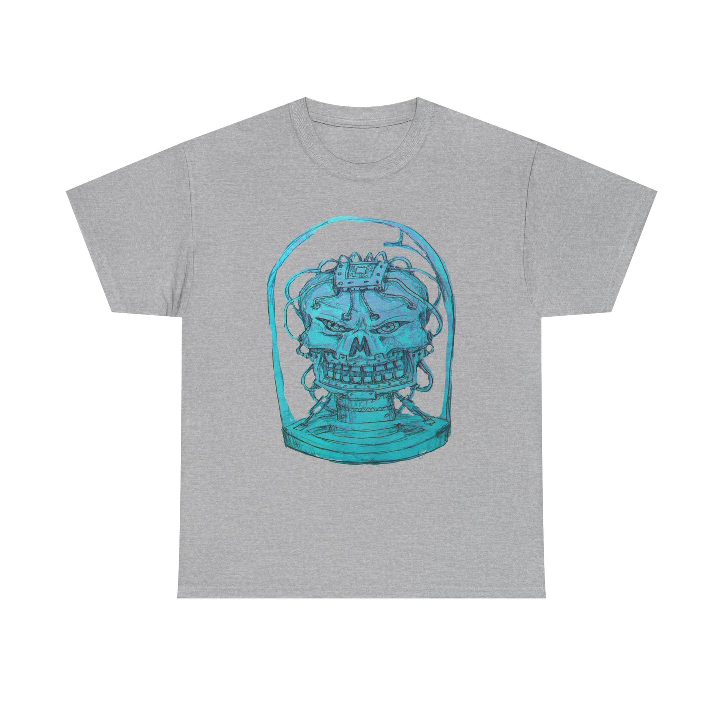 Vibrant Turquoise skull original design Unisex Heavy Cotton Tee