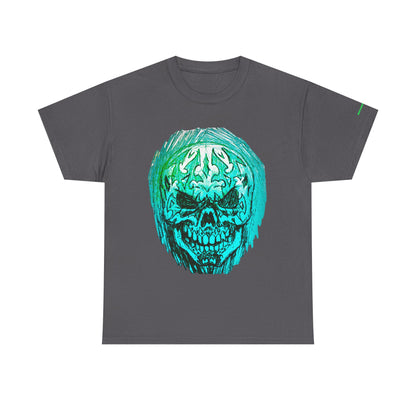 Vibrant Green Skull Graphic Tee - Unisex Heavy Cotton