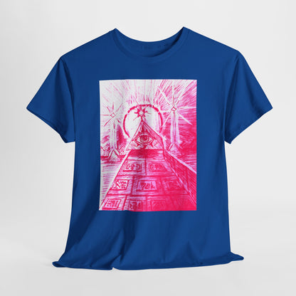 Pink Pyramid Eye Vibrant Artistic Unisex Heavy Cotton Tee | Creative Graphic Tee for Art Lovers, Casual Wear, Gifts, Festival Apparel, Statement Shirt