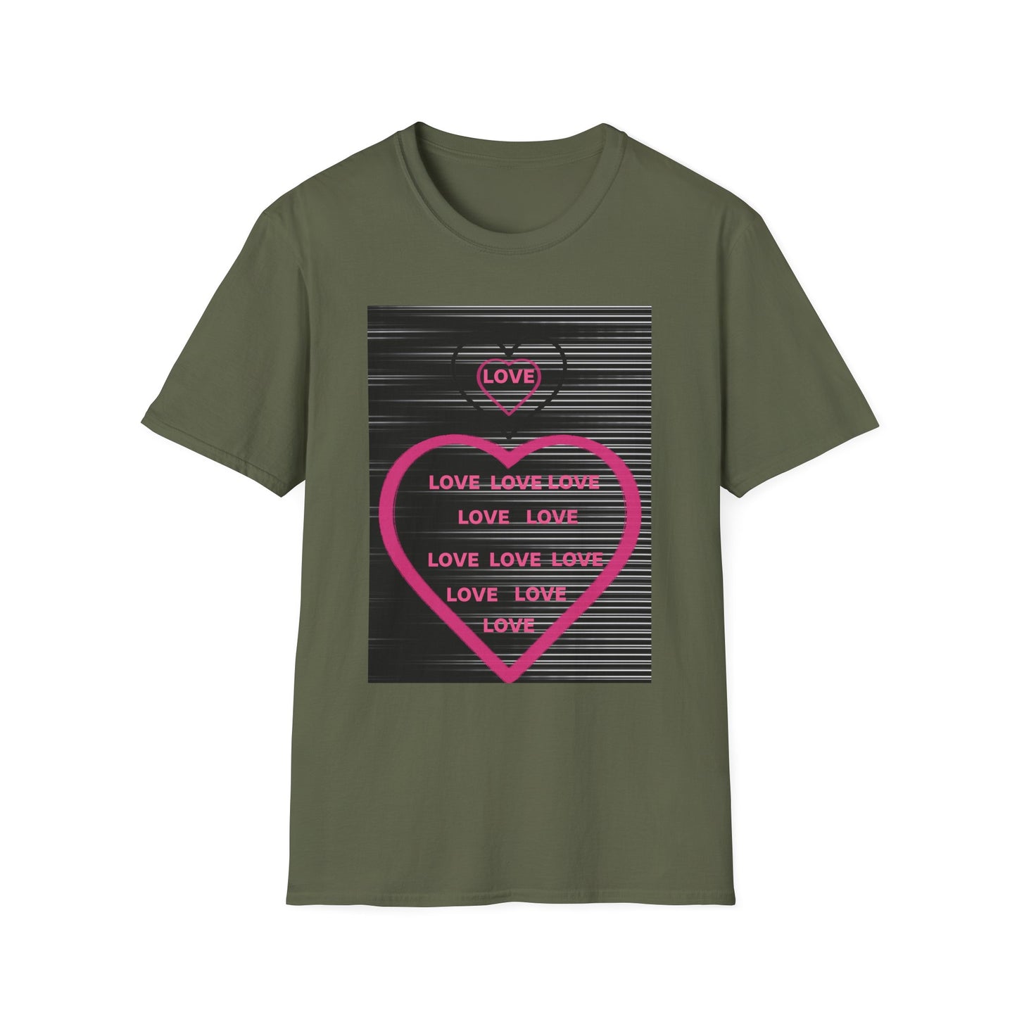 Love Heart Graphic T-Shirt — Neon Pink Retro Lines