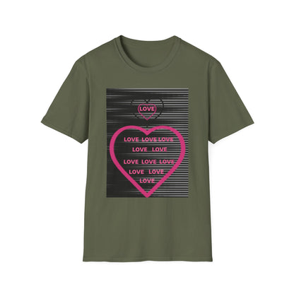 Love Heart Graphic T-Shirt — Neon Pink Retro Lines