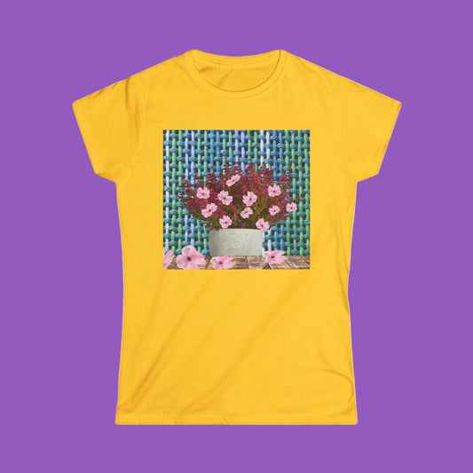 Peonies Tweed Bouquet Softstyle Tee ,Floral T-Shirt, Casual Wear, Gift for Her, Spring Outfit, Everyday Style