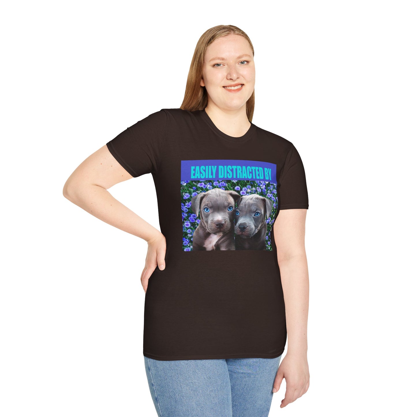 Easily Distracted by Puppies Cute Dog Lover T-Shirt, Easily Distracted by Dogs Tee, Perfect Gift for Pet Owners, Animal Lover Apparel, Casual Everyday Wear