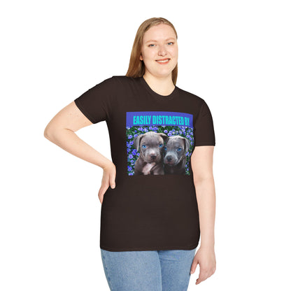 Easily Distracted by Puppies Cute Dog Lover T-Shirt, Easily Distracted by Dogs Tee, Perfect Gift for Pet Owners, Animal Lover Apparel, Casual Everyday Wear