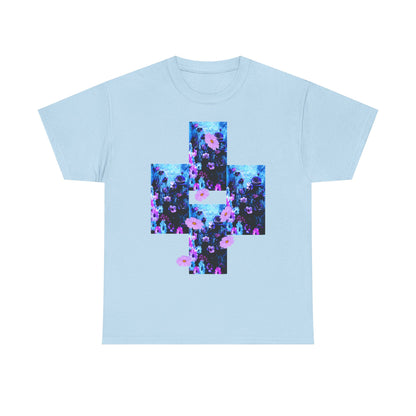 Floral Blue Cross T-Shirt — Vintage Indie Floral Graphic Tee