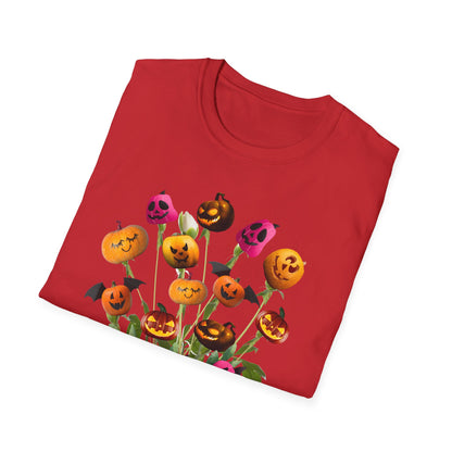 Halloween Pumpkin Bouquet T-Shirt, Cute Fall Tee, Unisex Graphic Shirt, Ideal for Halloween Parties, Seasonal Gift Idea