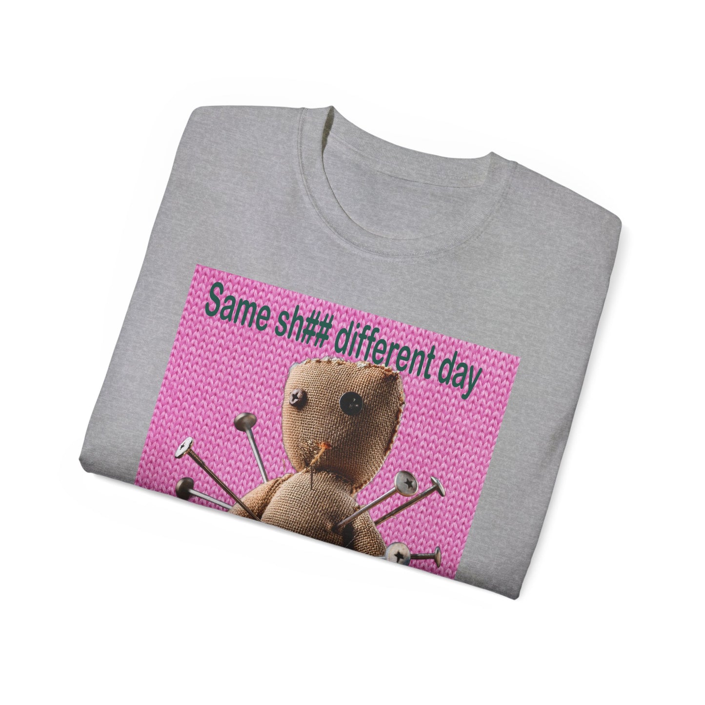 Voodoo Doll Humor Tee, Fun Statement T-Shirt for Everyday Wear, Gift for Friends, Casual Style, Quirky Graphic Shirt, Perfect for Parties