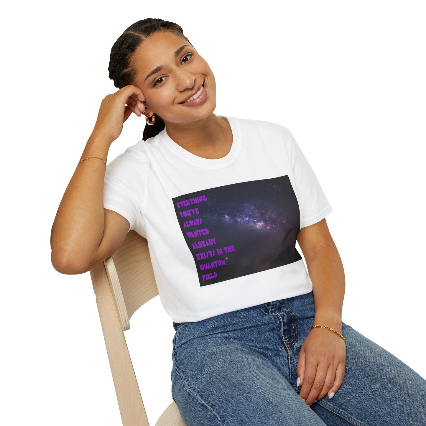 Quantum Field Galaxy-Themed Unisex T-Shirt - Cosmic Vibes, Inspirational Quote Tee, Gift for Space Lovers, Casual Wear, Unique Graphic T-Shirt
