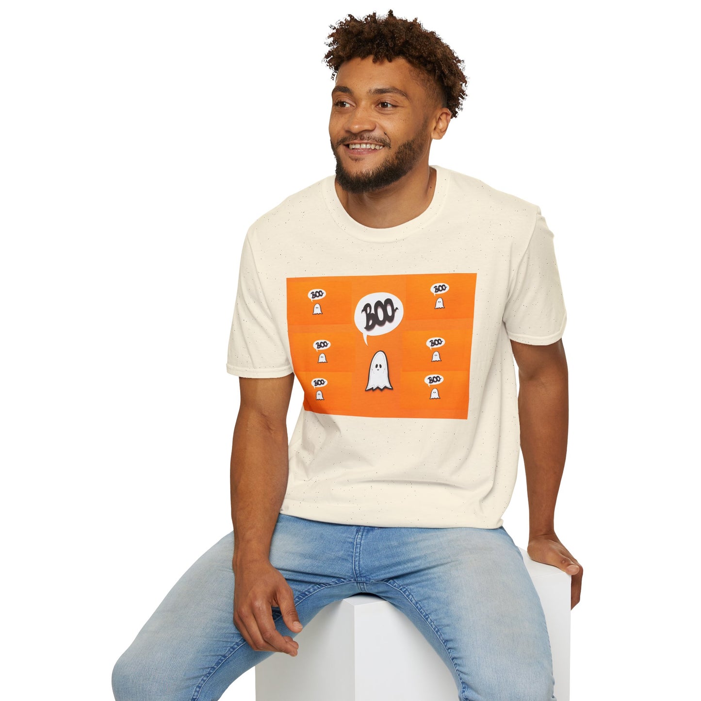 Halloween Ghost 'Boo' Unisex T-Shirt | Spooky Vibes, Costume, Fall Festivities, Trick-or-Treat, Fun Graphic Tee