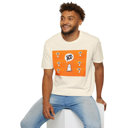 Halloween Ghost 'Boo' Unisex T-Shirt | Spooky Vibes, Costume, Fall Festivities, Trick-or-Treat, Fun Graphic Tee
