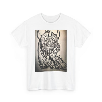 Dragon Art Unisex Heavy Cotton Tee, Graphic Tee, Unique Gift, Casual Wear, Fantasy Clothing, Art Inspired Shirt