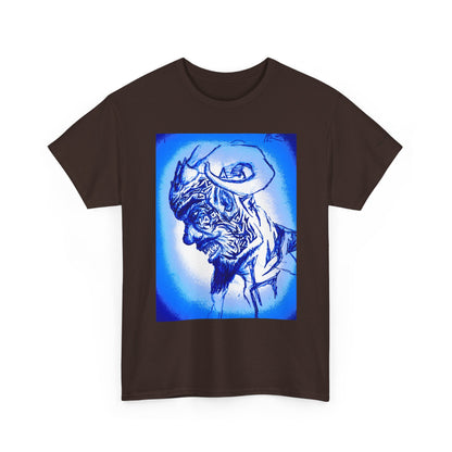 Blue Surreal Demon Horned Halo Portrait Tee