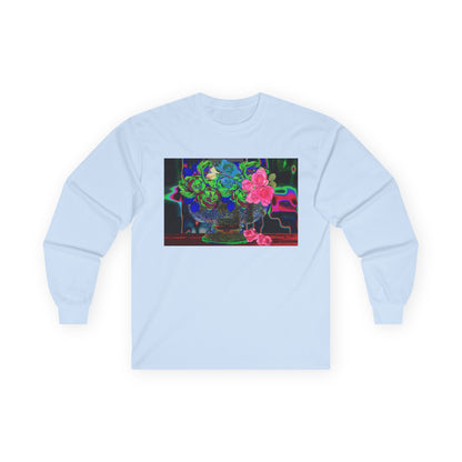 Vibrant Hybrid Floral Long Sleeve Tee, Artistic Apparel, Gift for Flower Lovers, Unique Graphic Tee, Colorful Fashion Statement, Perfect for Spring