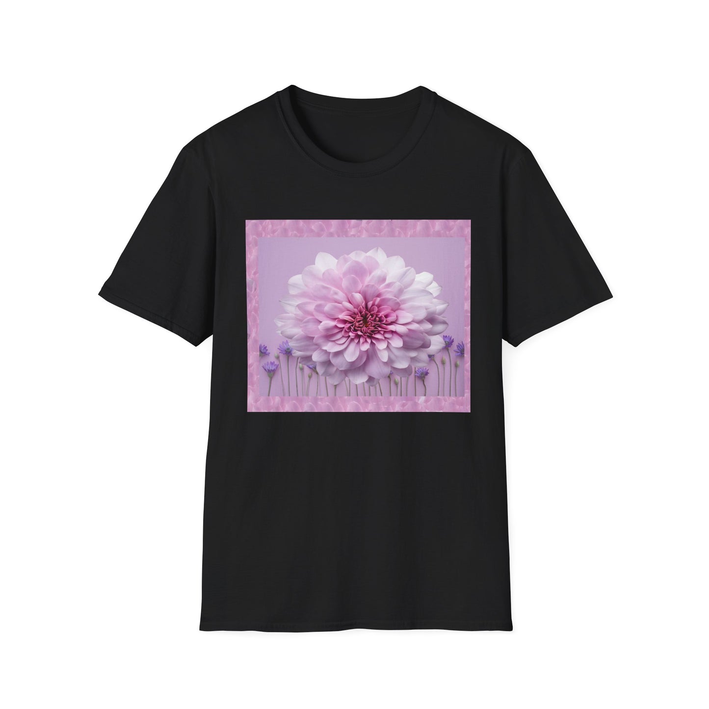 Pink Floral Art Unisex T-Shirt, Softstyle Tee, Summer Fashion, Gift for Her, Floral Shirt, Casual Wear