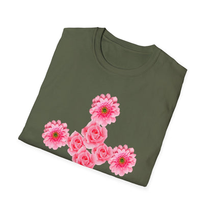 Floral Pink Rose Cross T-Shirt