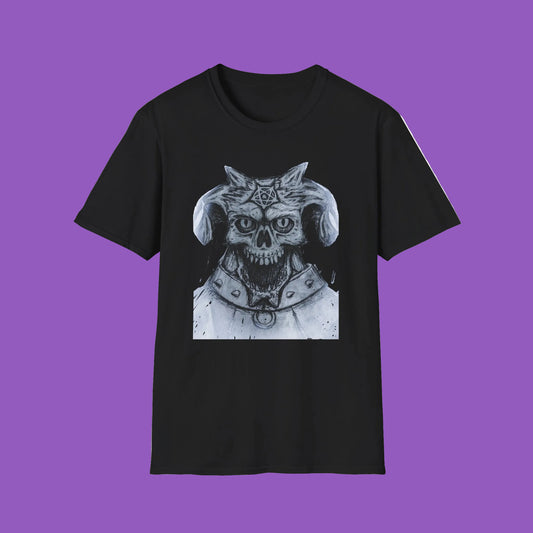 Edgy Graphic Tee: Unisex Softstyle T-Shirt with Skull Design, Art Lover Gift, Halloween Costume, Casual Wear, Unique Artwork Apparel