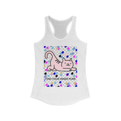 Cat Lover Racerback Tank, Find Your Inner Purr Shirt, Cute Cat Tank Top, Gift for Cat Moms, Summer Workout Gear, Pet Lover Apparel
