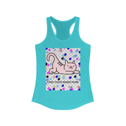 Cat Lover Racerback Tank, Find Your Inner Purr Shirt, Cute Cat Tank Top, Gift for Cat Moms, Summer Workout Gear, Pet Lover Apparel