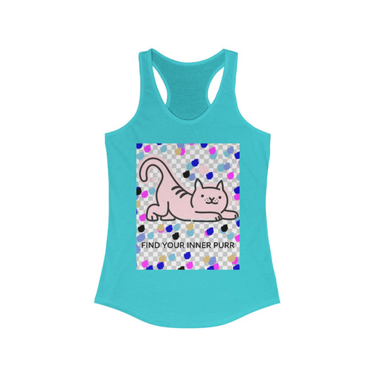 Cat Lover Racerback Tank, Find Your Inner Purr Shirt, Cute Cat Tank Top, Gift for Cat Moms, Summer Workout Gear, Pet Lover Apparel