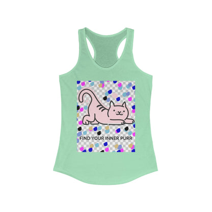 Cat Lover Racerback Tank, Find Your Inner Purr Shirt, Cute Cat Tank Top, Gift for Cat Moms, Summer Workout Gear, Pet Lover Apparel
