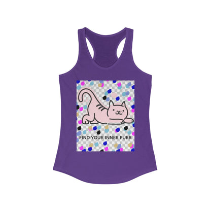 Cat Lover Racerback Tank, Find Your Inner Purr Shirt, Cute Cat Tank Top, Gift for Cat Moms, Summer Workout Gear, Pet Lover Apparel