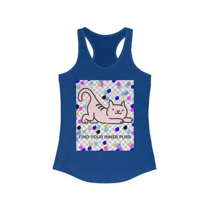 Cat Lover Racerback Tank, Find Your Inner Purr Shirt, Cute Cat Tank Top, Gift for Cat Moms, Summer Workout Gear, Pet Lover Apparel
