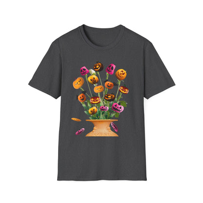 Halloween Pumpkin Bouquet T-Shirt, Cute Fall Tee, Unisex Graphic Shirt, Ideal for Halloween Parties, Seasonal Gift Idea