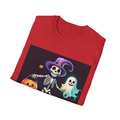 Halloween Skeleton Unisex T-Shirt, Trick or Treat Tee, Spooky Season Apparel, Ghost Theme Shirt, Halloween Costume Top