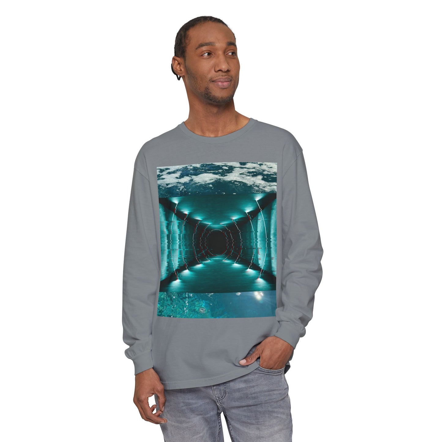 Abstract Fluid Unisex Garment-dyed Long Sleeve T-Shirt