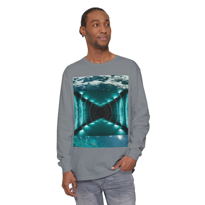 Abstract Fluid Unisex Garment-dyed Long Sleeve T-Shirt