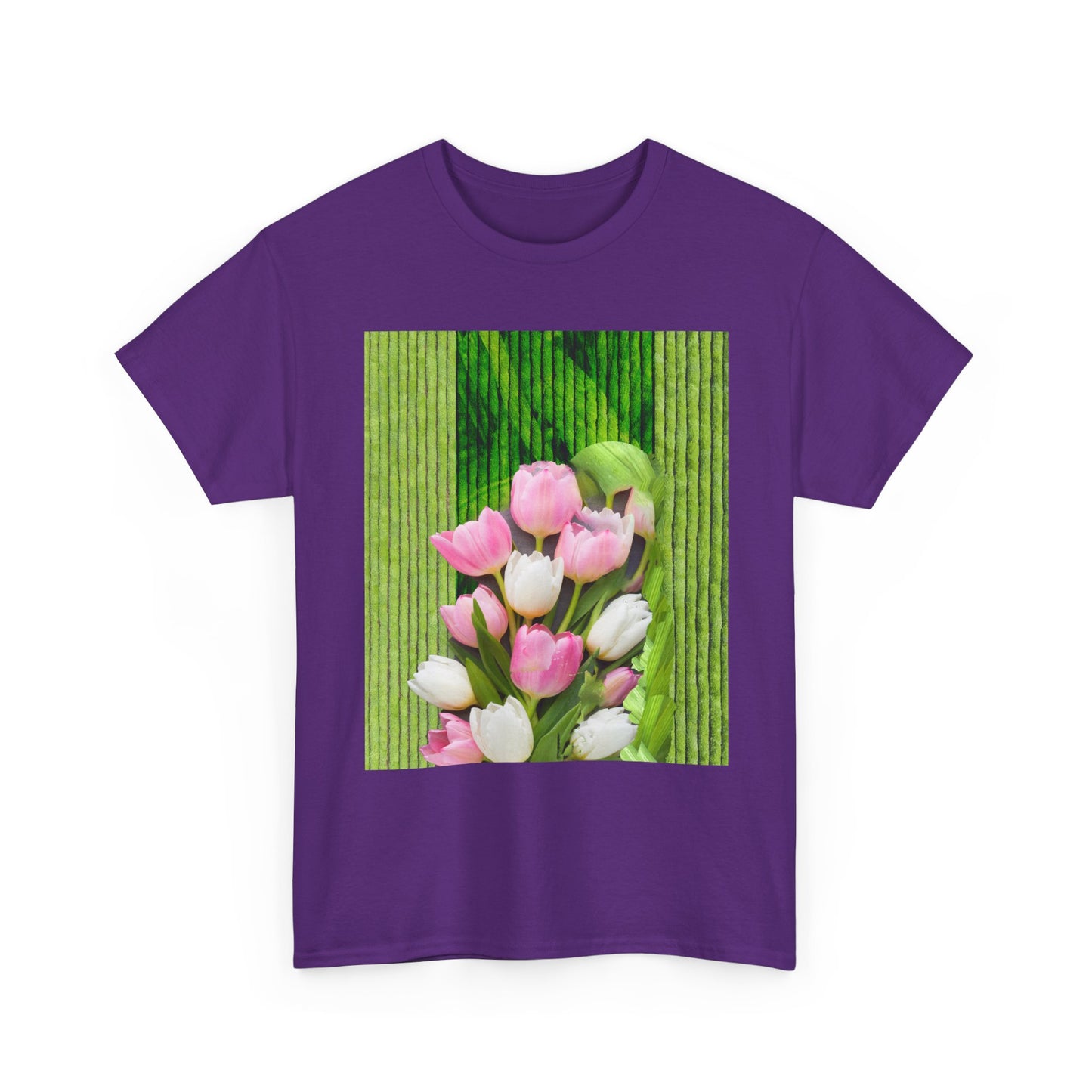 Textured Tulips Unisex Heavy Cotton Tee - Vibrant Spring Blossom T-Shirt, Everyday Wear, Gift for Plant Lovers, Mother's Day Apparel, [...]