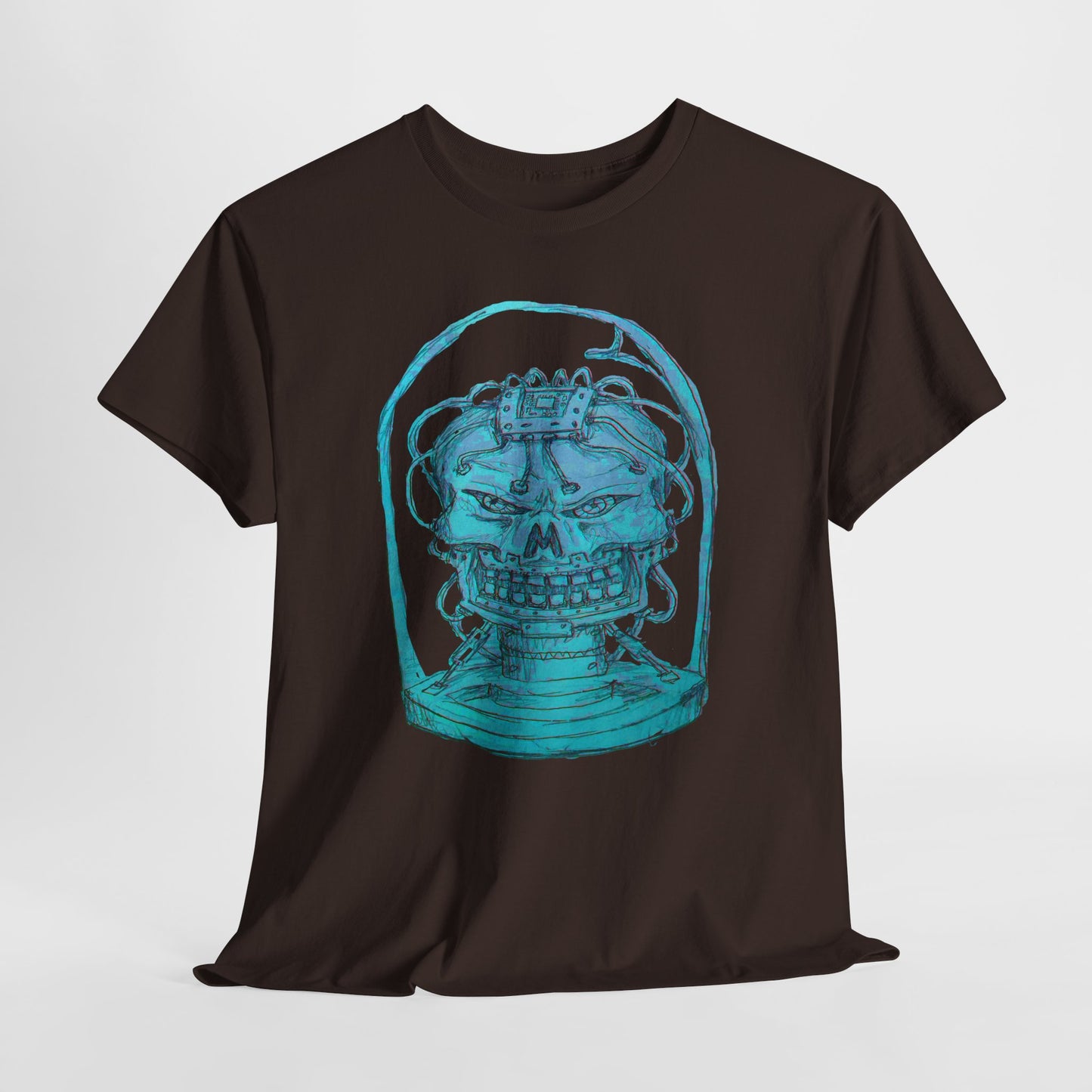 Vibrant Turquoise skull original design Unisex Heavy Cotton Tee