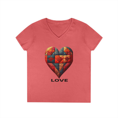Love Patchwork Heart V-Neck Tee