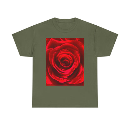 Romantic Rose Unisex Heavy Cotton Tee, Gift for Valentine's Day, Floral Shirt, Casual Wear, Love, Nature Lover Tee